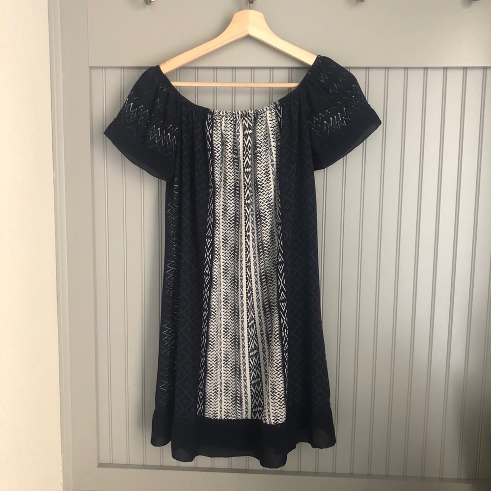 Xhilaration Off Shoulder Printed Dress - Navy